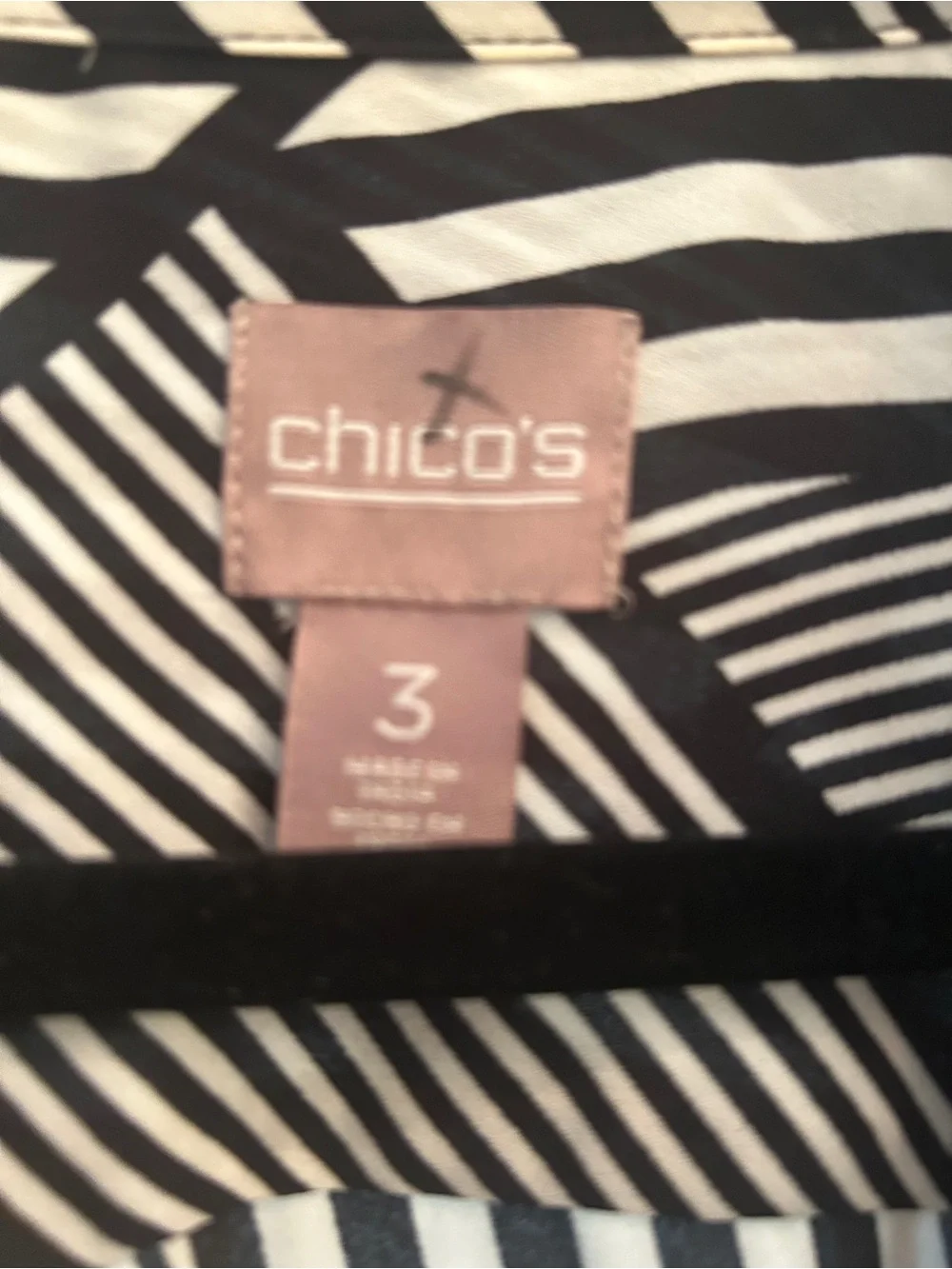 Chico's Black and White Graphic Stripe Button-Down Shirt